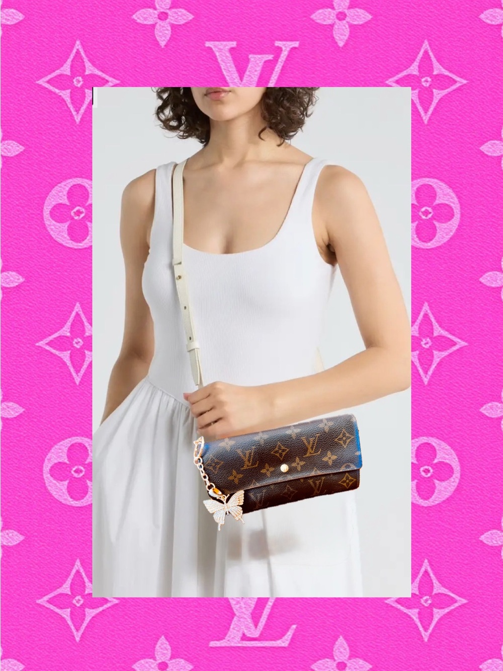 Louis Vuitton vintage monogram Sarah wallet converted Crossbody